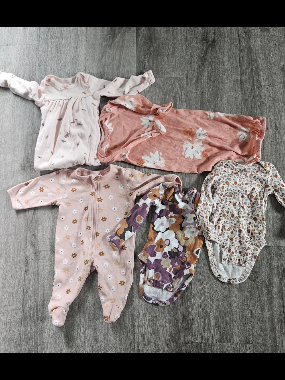Newborn GIRL‎ LOT Pink Floral Baby One-Piece Bundle - Soft Pink Floral Styles